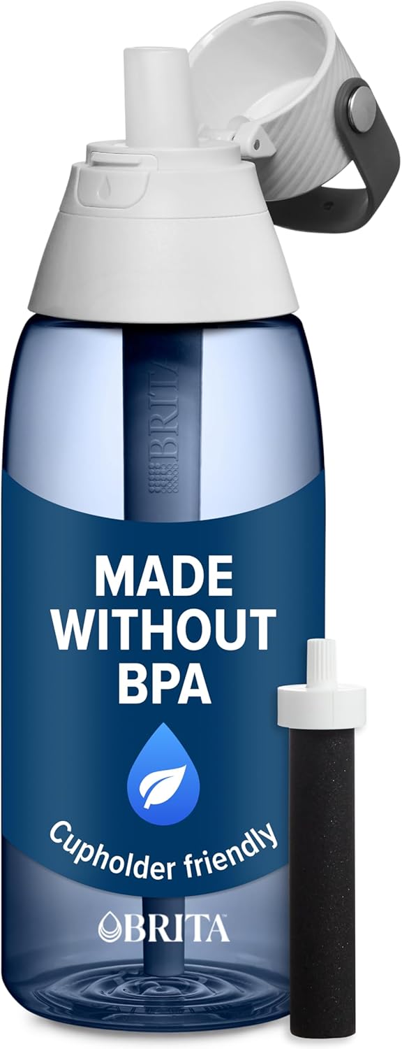 Brita Hard-Sided Premium Filtering Water Bottle, BPA-Free, 36 oz, Night Sky