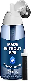 Brita Garrafa de água com filtro premium de plástico rígido, livre de BPA, reutilizável, substitui 300 garrafas de água de plástico, o filtro dura 2 meses ou 40 galões, inclui 1 filtro, céu noturno -