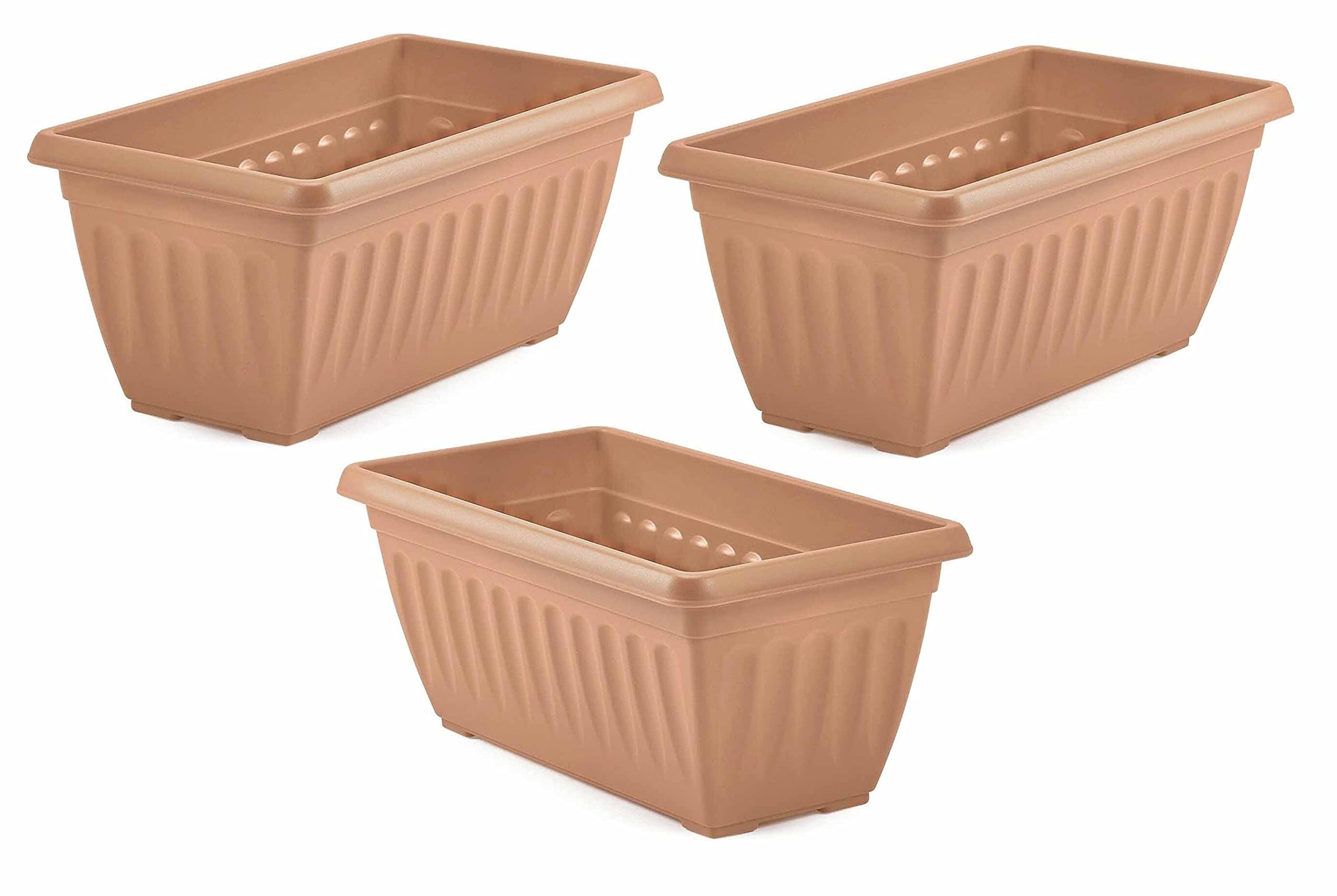 HOMION Athens 40cm rectangular window planter plastic garden pot (Terracotta, 3)