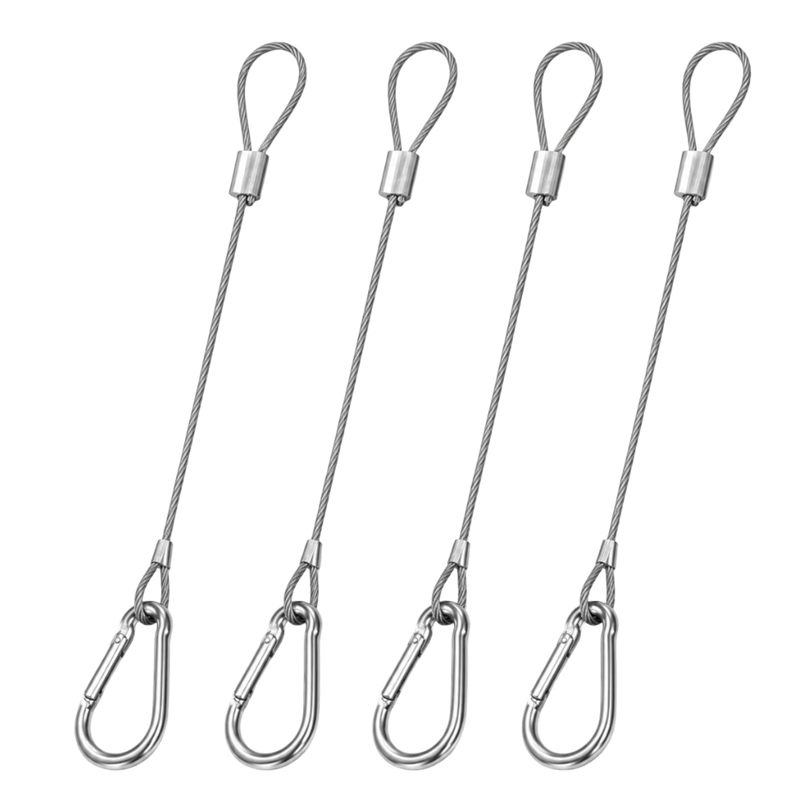 4 Pack 53cm Heavy Duty Stainless Steel Security Cable Locks with Carabiner
