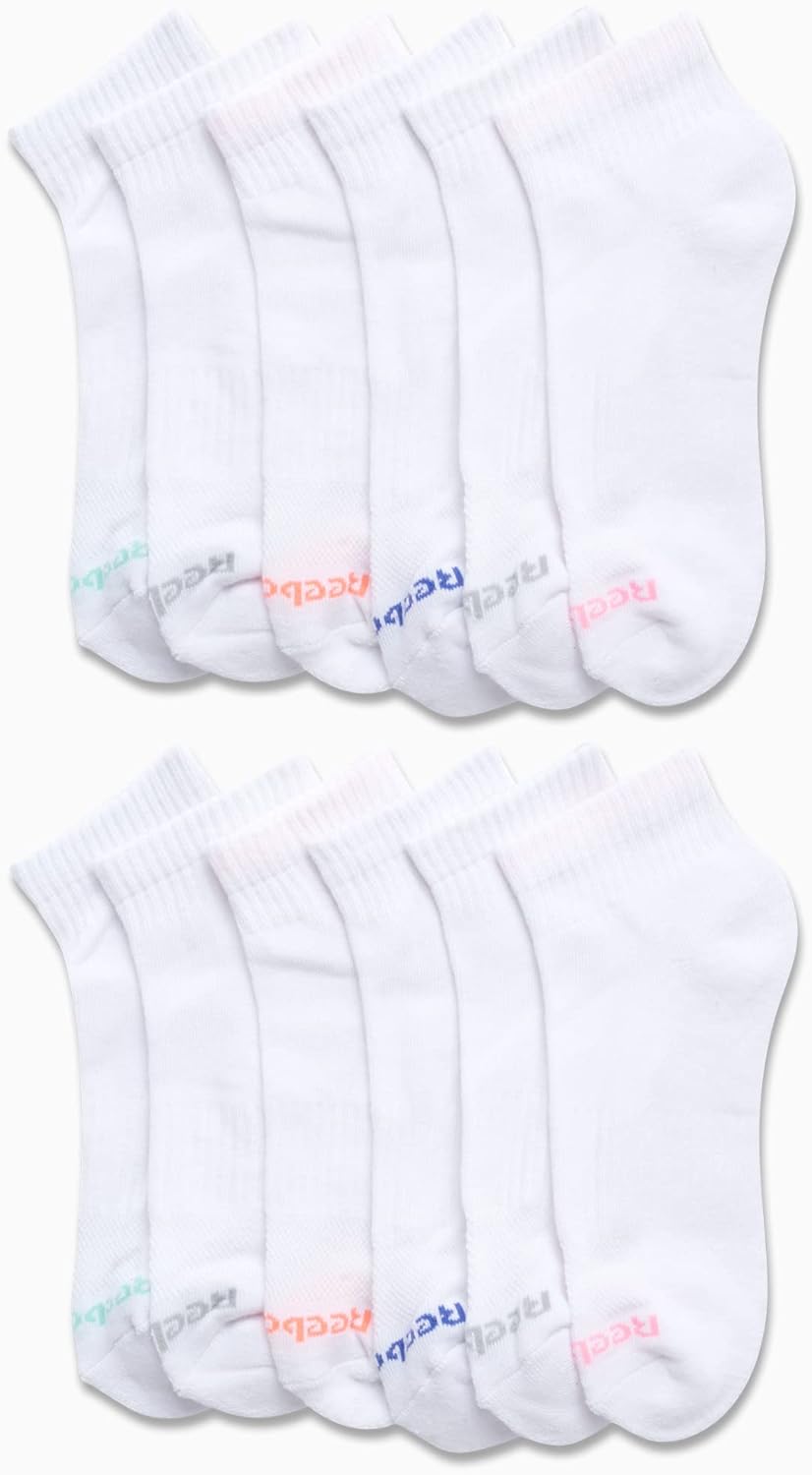 Reebok Women's Quarter Crew Socks - 12 Pack Performance Cushion Comfort Crew Socks - Athletic Socks for Women (4-10) - Image 2