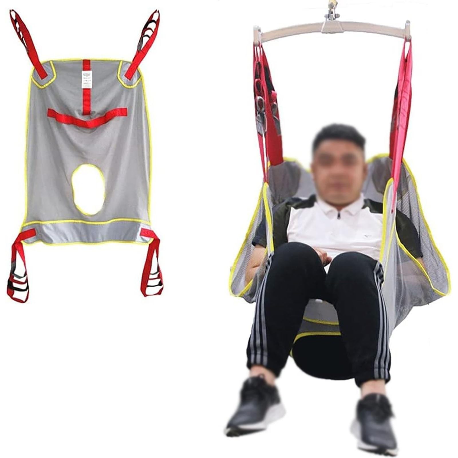 Arneses de Transferencia para Aseo Grúa de Paciente Portátil Equipo Ayuda para Caminar de Pie Eslingas Eslinga para Piernas Dividida para Posicionamiento y Elevación de la Cama(XL)