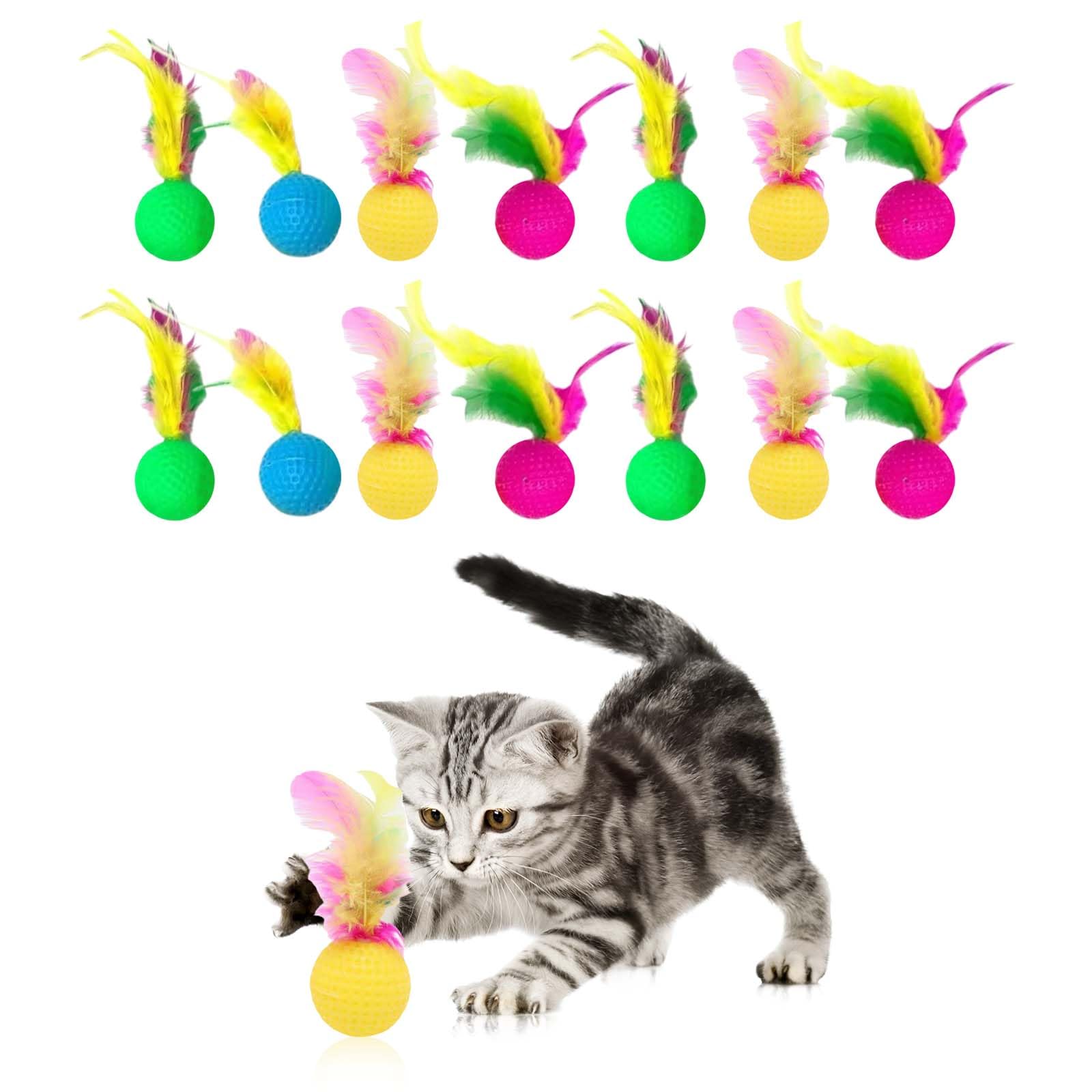Palline Con Piuma Per Gatti Molain - 8 Pezzi Arcobaleno, Giocattolo Interattivo Per Cacciare E Giocare - Foto 2