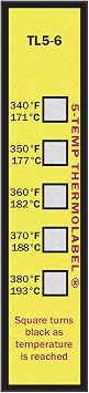 5-Temp Thermolabel 340-380F Temperature Label Pack of 16 Labels