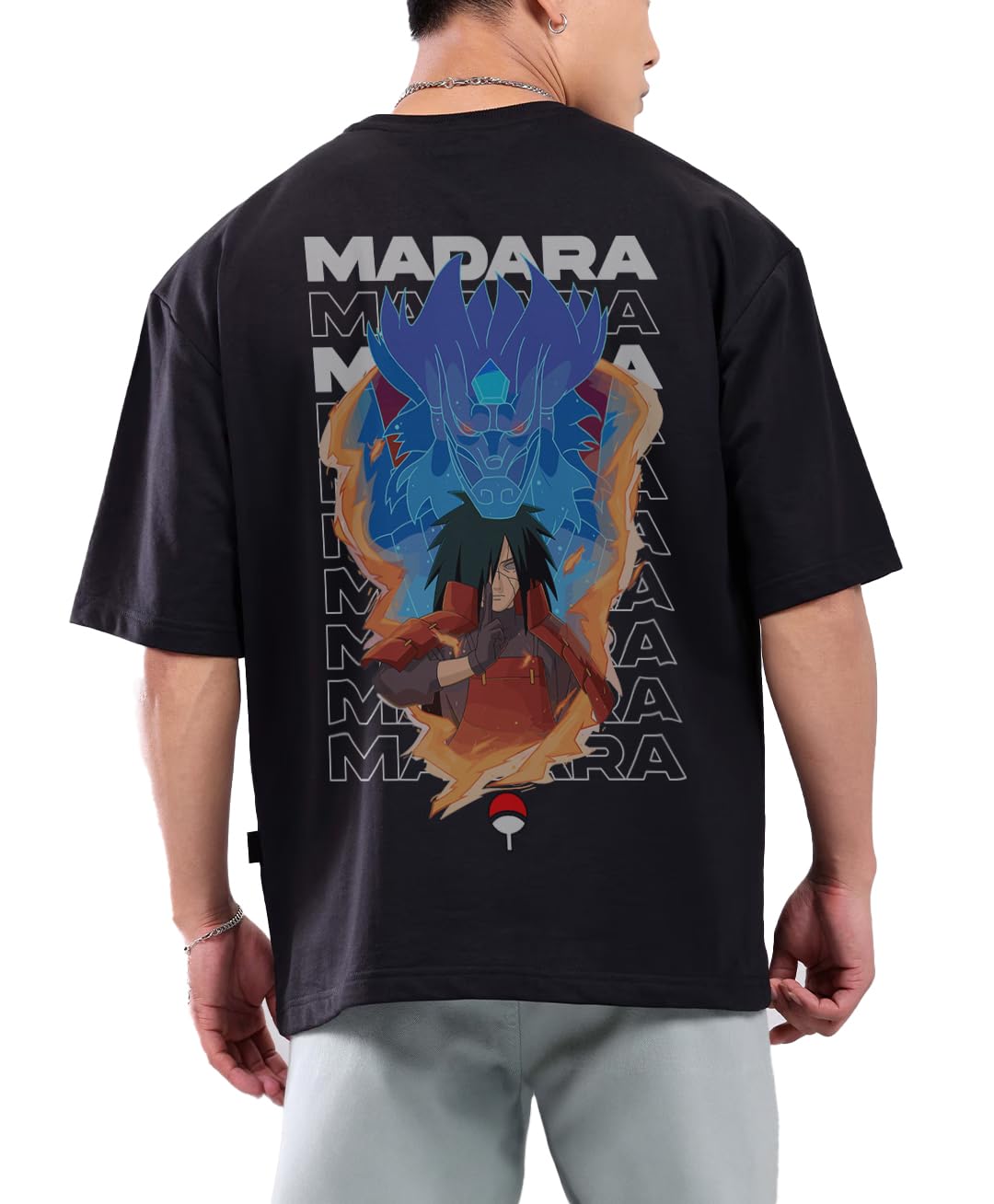 MADARA UCHIHA Mens Oversized Anime Black t shirt | Anime T Shirt | Oversized T Shirt Baggy Fit T Shirt-image-22