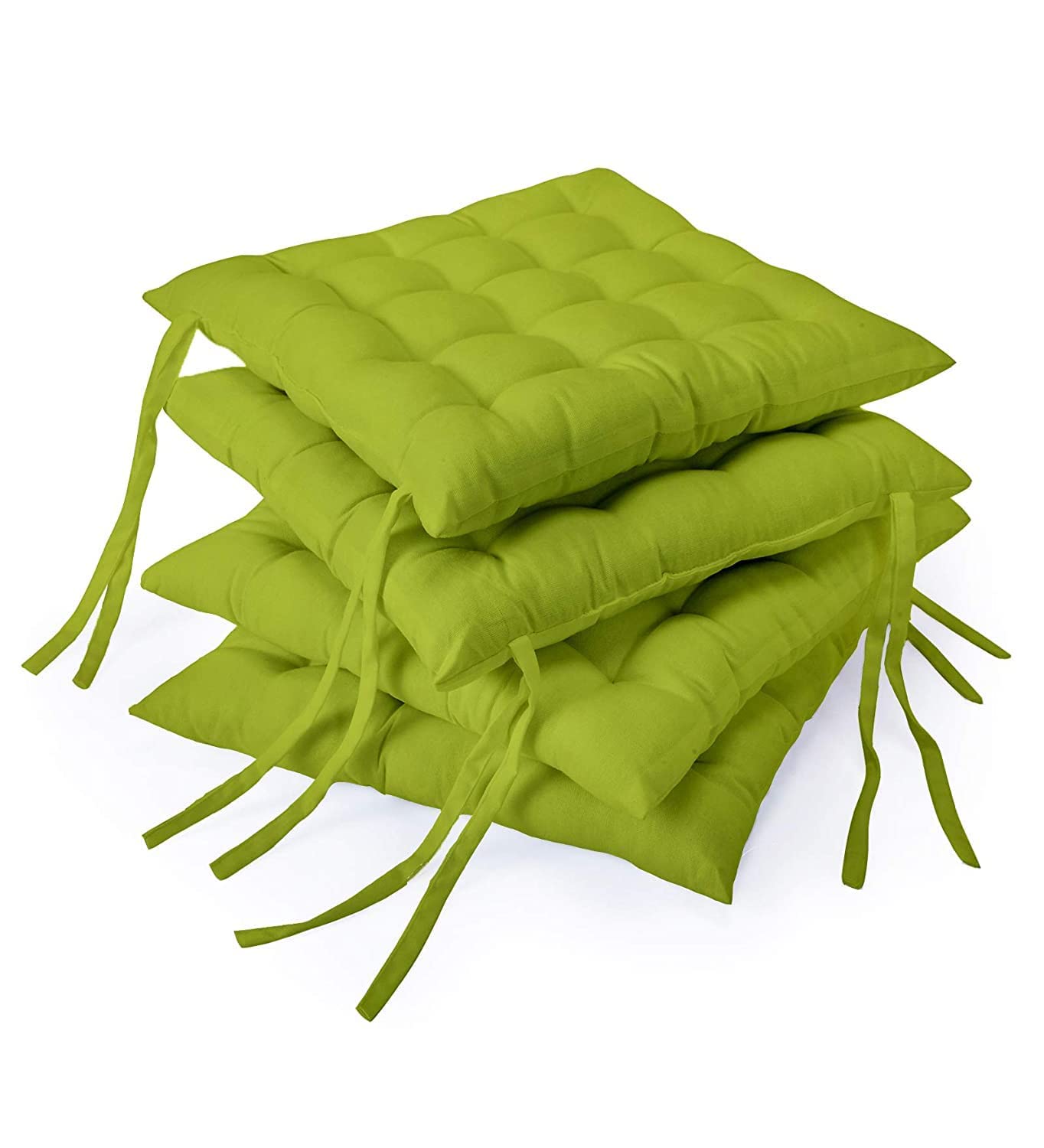 SK STORE Microfiber Chair Cushion Seat Pad with Ties Use for Home Chair, Bookstore, Library, Cafe, Car, Office 40X40cm (Green, Pack of 3)