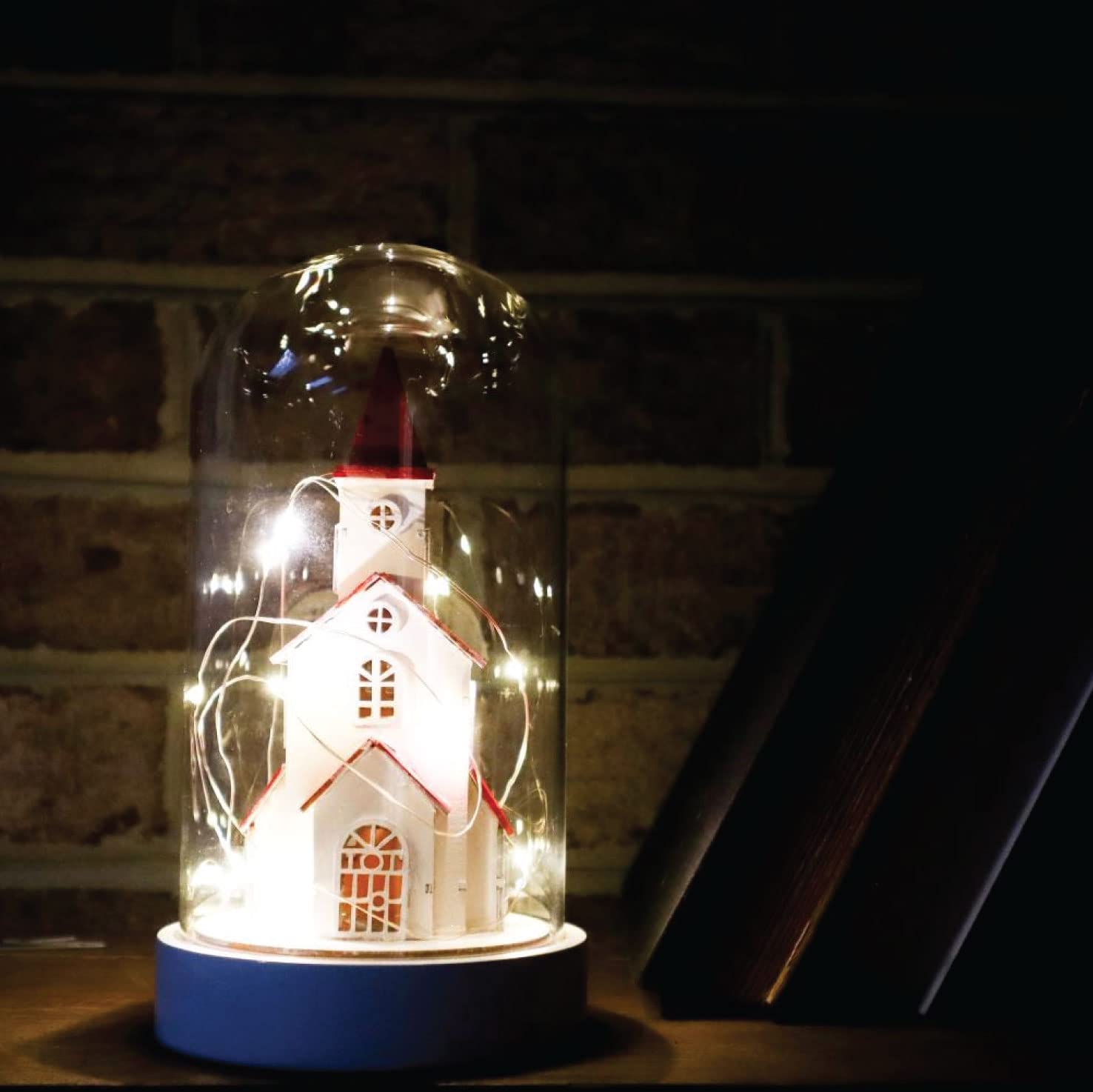 Glass Display Lovely Little Church Dome Christmas Decorations – Warm White LED Lights