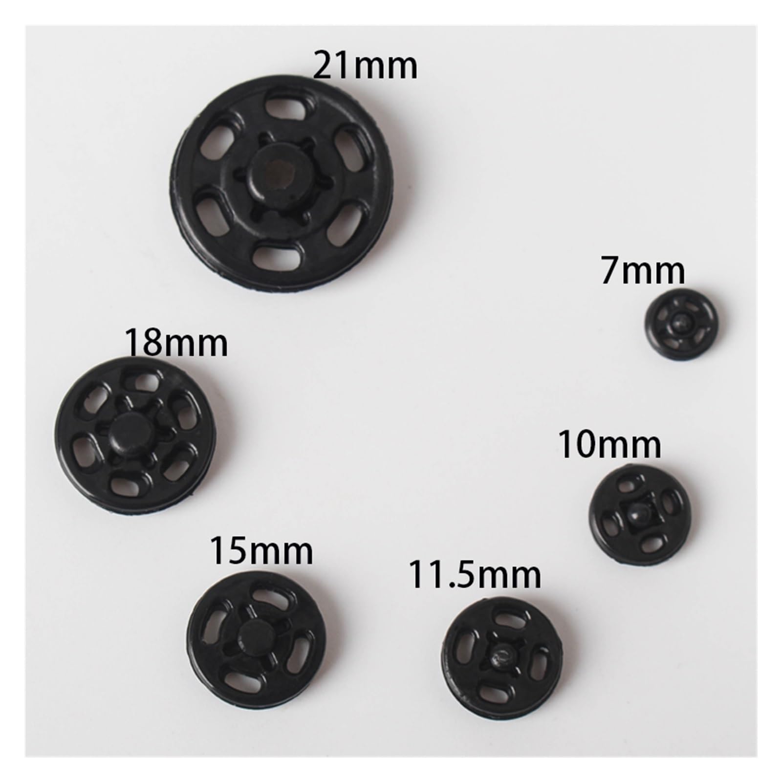 20Pcs 7mm/10mm/13mm/15mm/18mm/21mm Small ABS Plastic Press Studs Push Button Sewing Accessory (Clear, 15mm