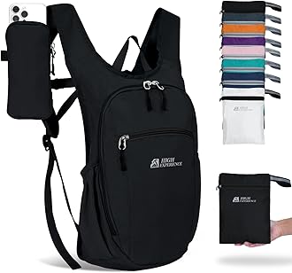 Hiking Backpack 10L/15L Small Daypack Lightweight Packable Travel Foldable Water Resistan for Women Men (Black, 15L)