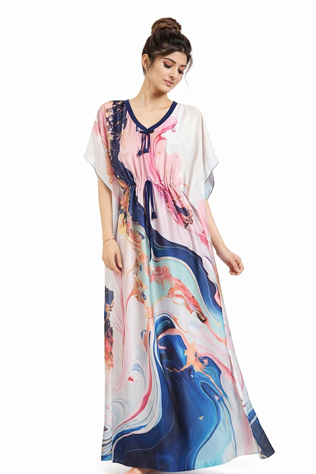 Satin Digital Print Kaftan nighites/Maxi for Ladies/Women/Nightgown/Maxi-image-44
