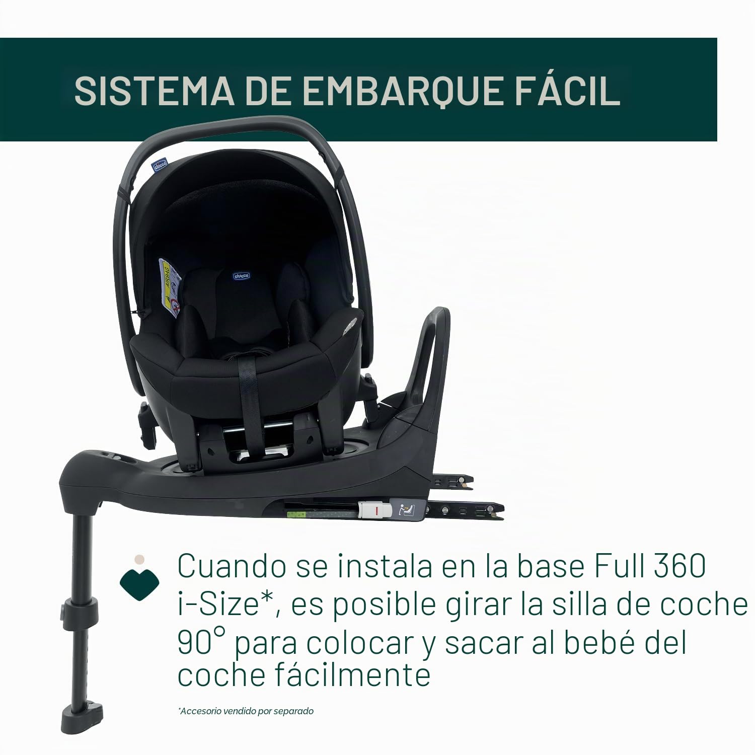 Chicco Kory Essential I-Size Silla de coche de 40 cm a 85 cm, Grupo 0+ para recién nacidos, homologada según la normativa ECE R129/03, fácil de instalar, rotación de 90°