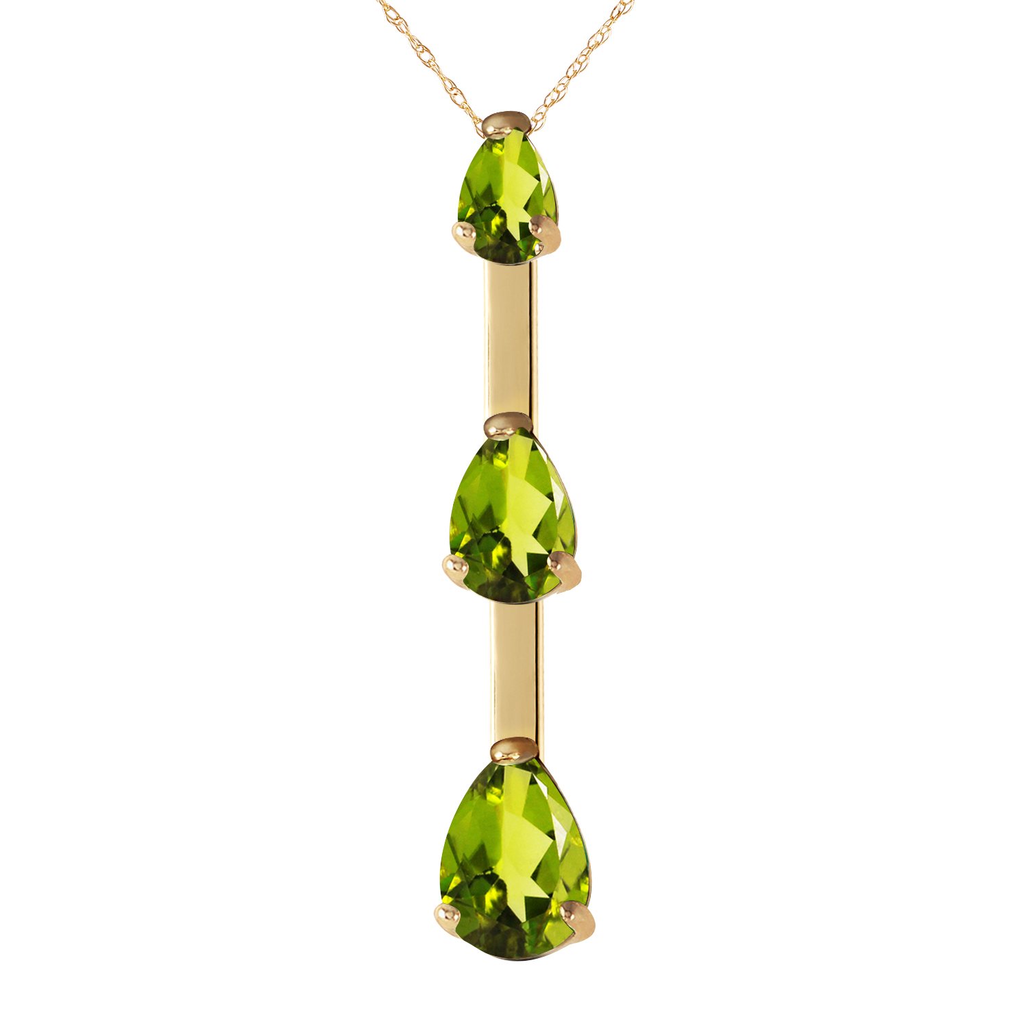 Galaxy Gold GG 14k Yellow Gold 18" Necklace with Natural Peridots