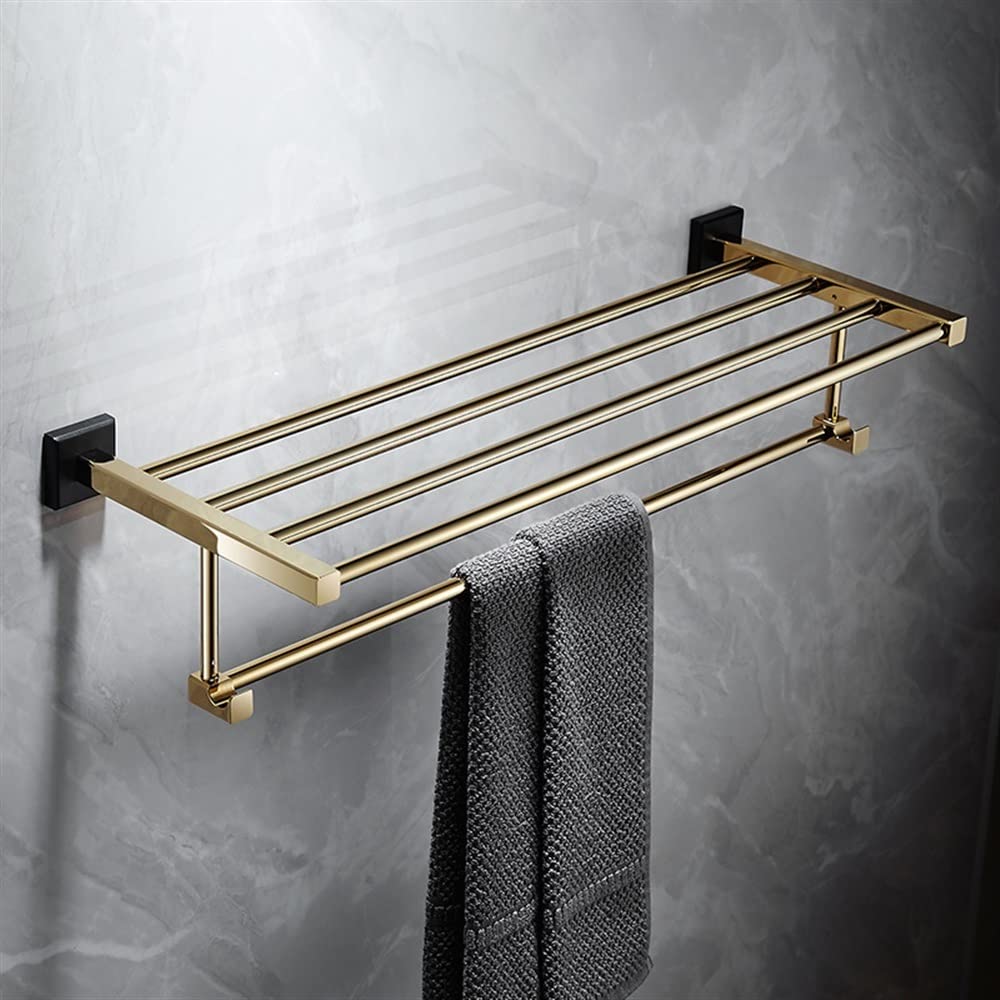 Étagère de salle de bain et porte-serviette en quincaillerie fine au design épuré
