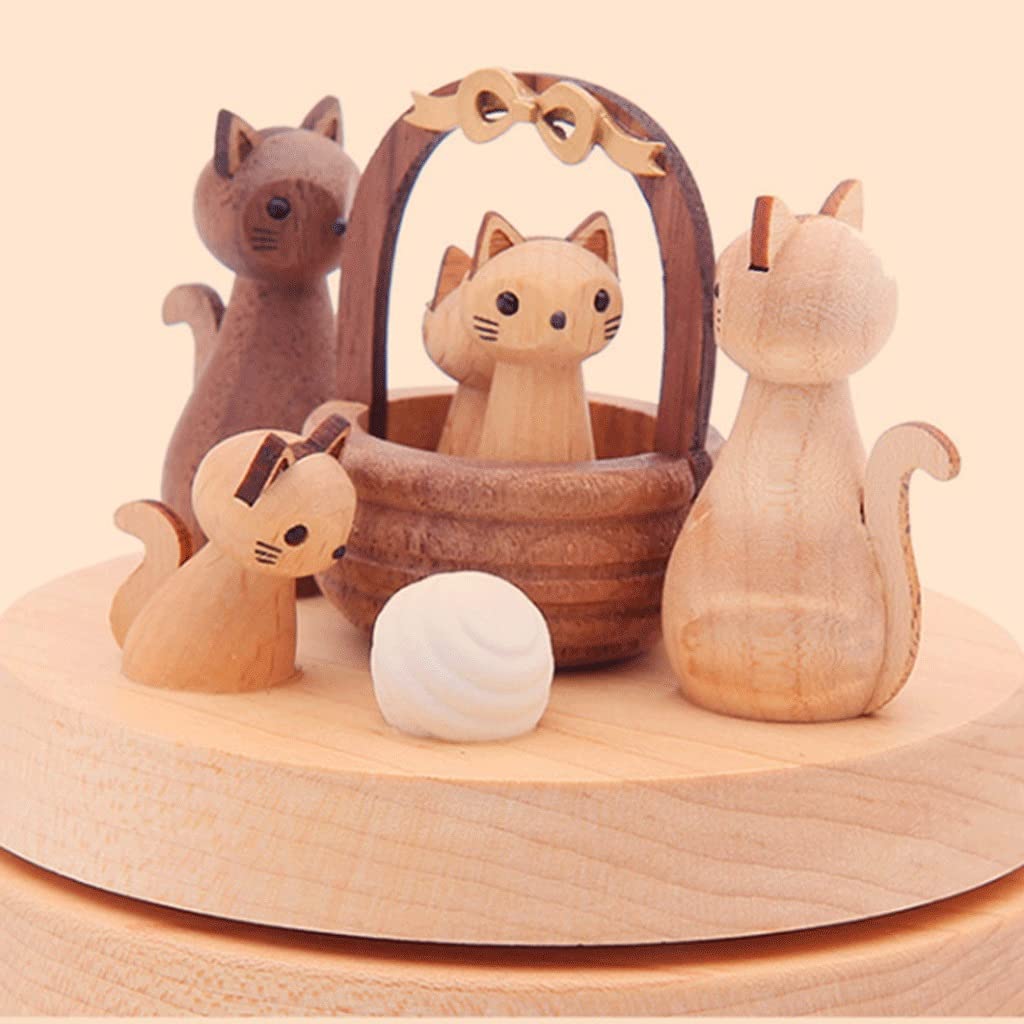 Spieluhr Spieluhren Hölzerne Musikbox Rotierende Musical Box Kreative Katze Music Boxs Geeignet für Freunde Paare Geburtstag Weihnachten Valentinstag Einzugsgeschenk