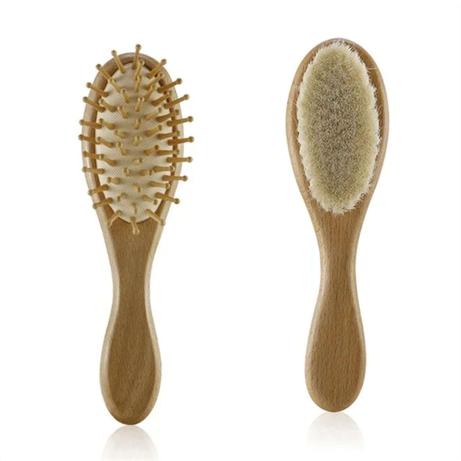 Spazzola for neonato in legno Pettine in lana naturale for neonato Spazzola for capelli for neonato Massaggiatore for testa infantile Pettine for spazzola da bagno portatile for bambini ( Size : Airba