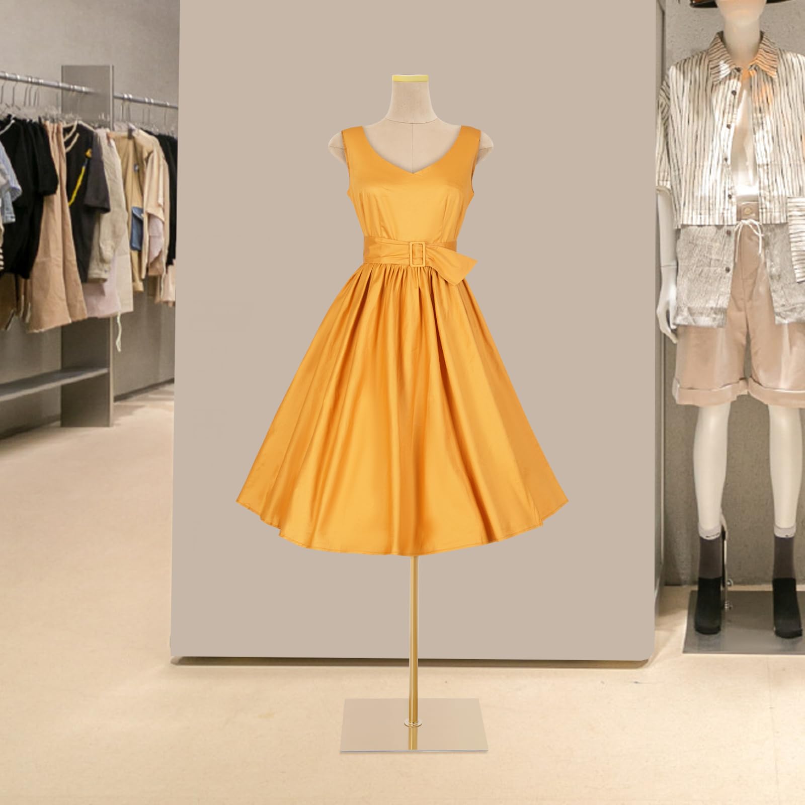 ITOSUI Adjustable Gold Female Mannequin Torso with Stand, Half-Length Dress Form for Clothing Stores, Boutiques & Malls, Height 59.06-82.68 inches, Perfect for Displaying Apparel