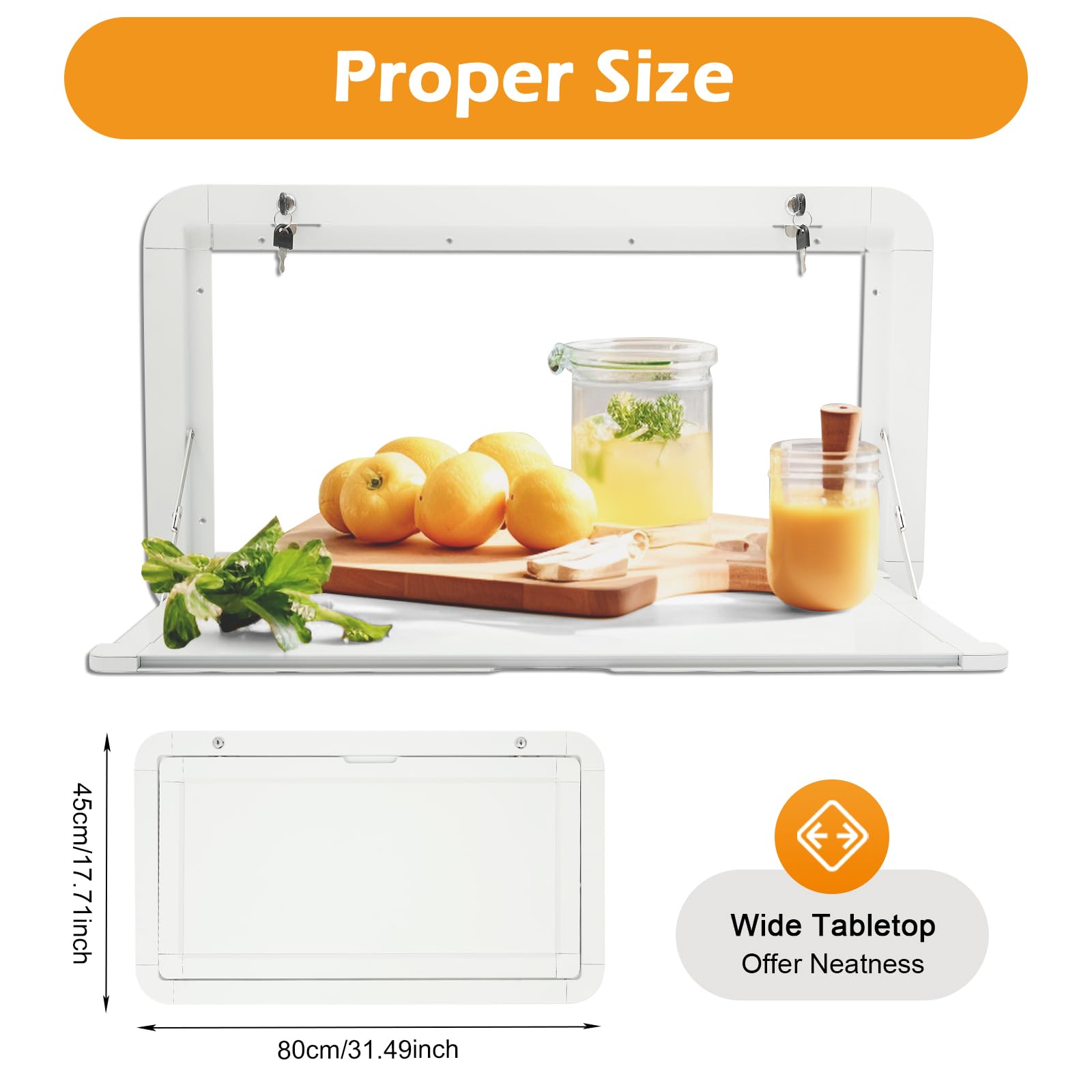 CRYBY Foldable RVs Table, External Hanging Table Camping Picnic Folding Table with 4 Keys, 55.11lbs Capacity RV Wall-Mounted Flip Fold Down Desk for Caravans, Vans, Truck Campers, Travel Trailers