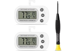 Refrigerator Waterproof Thermometer 2 Pack: Accurate Fridge Temperature Gauge with Magnetic Stand...