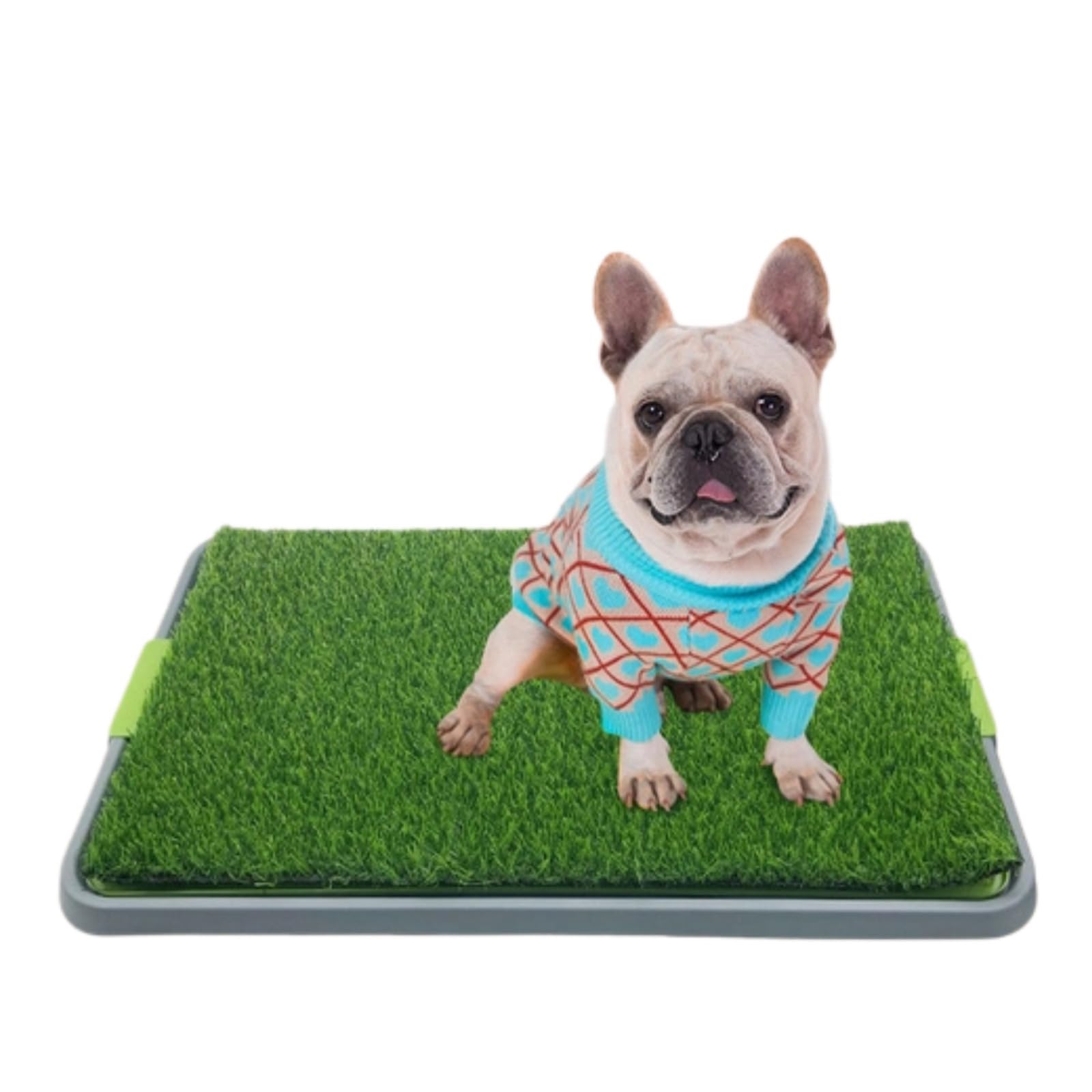 Tapis d'herbe pour chien avec plateau, tapis d'herbe de rechange pour pot pour animal domestique intérieur/extérieur, tapis d'entraînement à la propreté portable, fausse herbe réutilisable pour