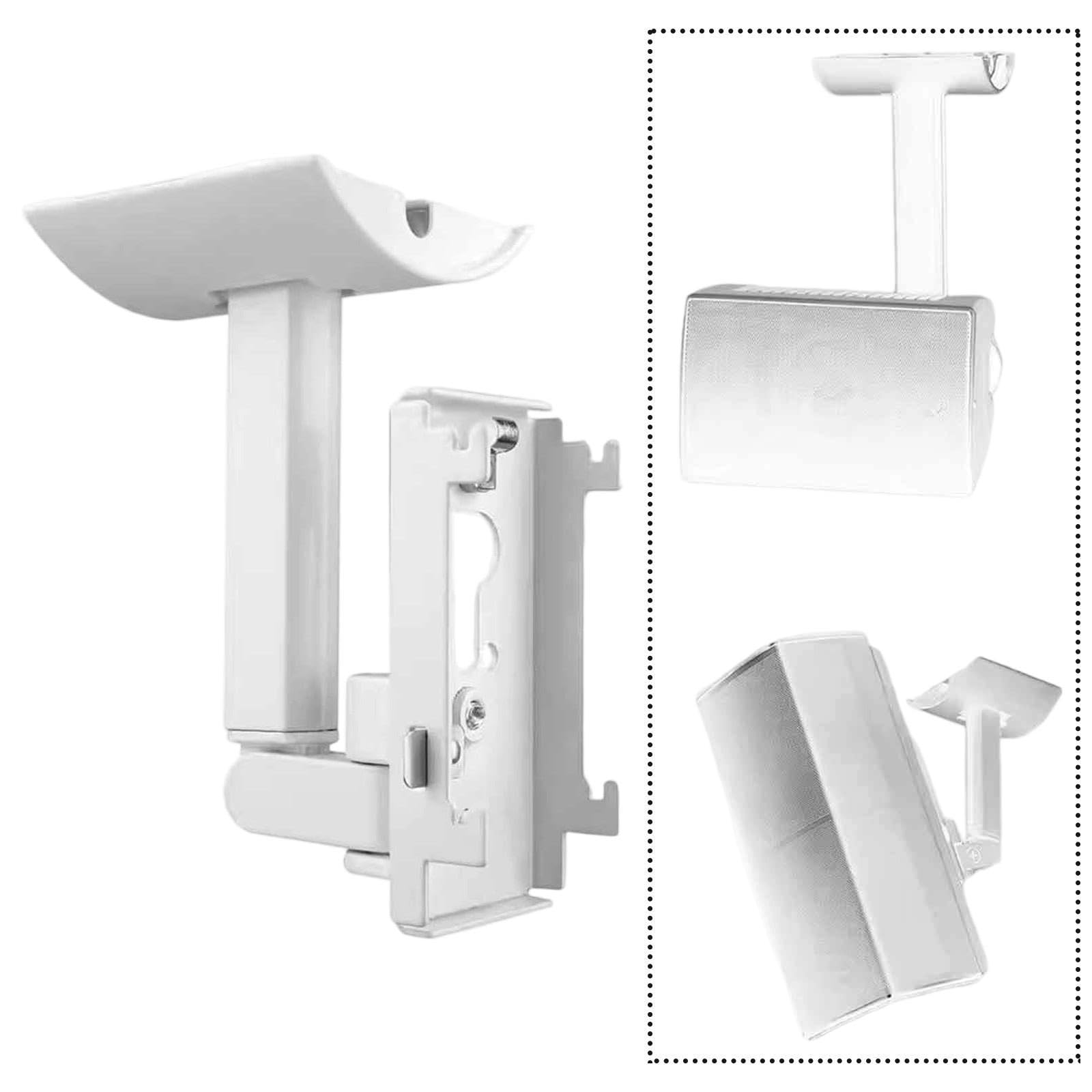 Soporte de Techo para Altavoz, Soporte de Pared para Altavoz, Soporte de Metal Simple Y Resistente, Fácil Montaje para Altavoces de Sonido Envolvente, Blanco
