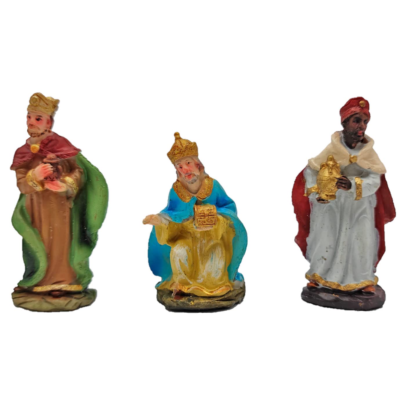 Acan Tradineur - Reyes Magos adorando para belén navideño, durexina, Figuras Decorativas Nacimiento, Pesebre, Navidad, decoración Tradicional, 7 cm
