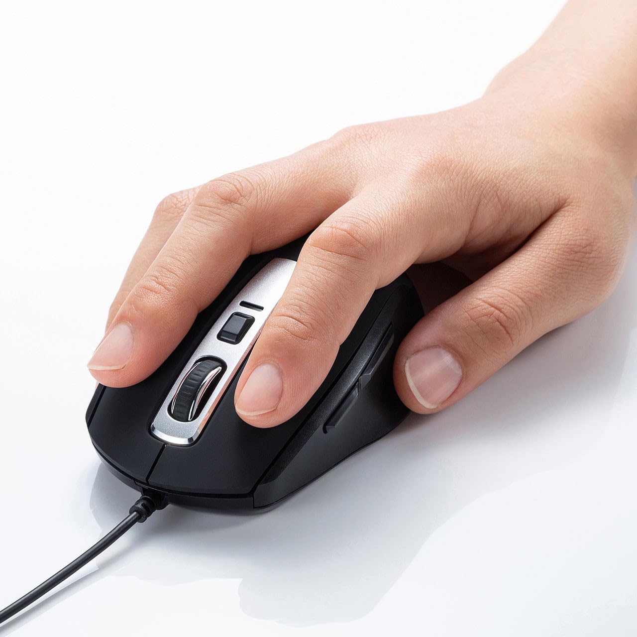 Sanwa Supply MA-BL163BK Quiet Wired Blue LED Mouse (5 Buttons, Black)