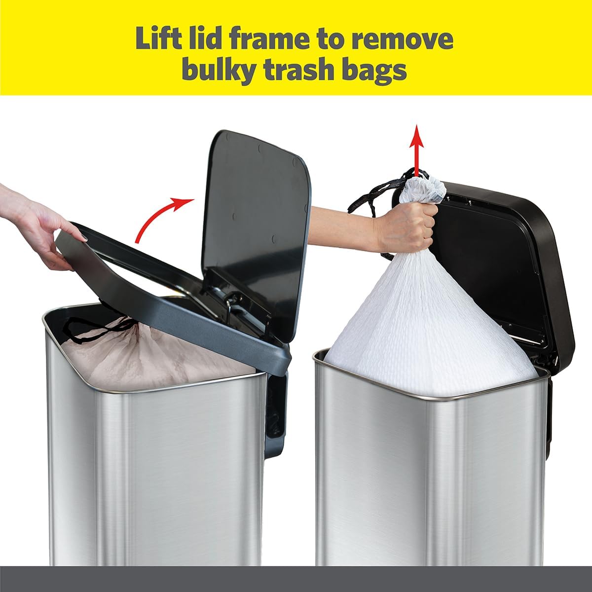 Glad Stainless Steel Step Trash Can with Clorox Odor Protection Kitchen Garbage Bin, 20 Gallon & Glad ForceFlex MaxStrength XL Kitchen Trash Bags, 20 Gallon, Fresh Clean, 80 Count Bundle