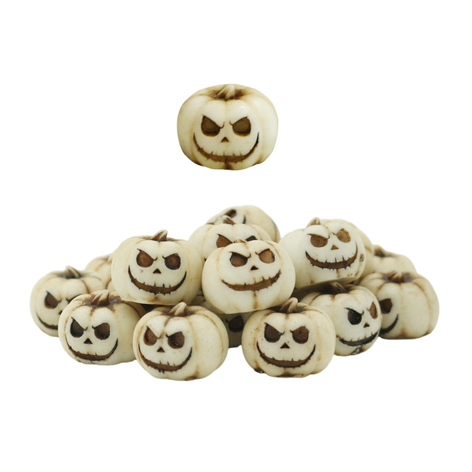ordinarYone 20 Pack Halloween Resins Ghostly Head Pumpkin Miniature Figurines Decorations For Garden Potted Plant Outdoor Ornaments