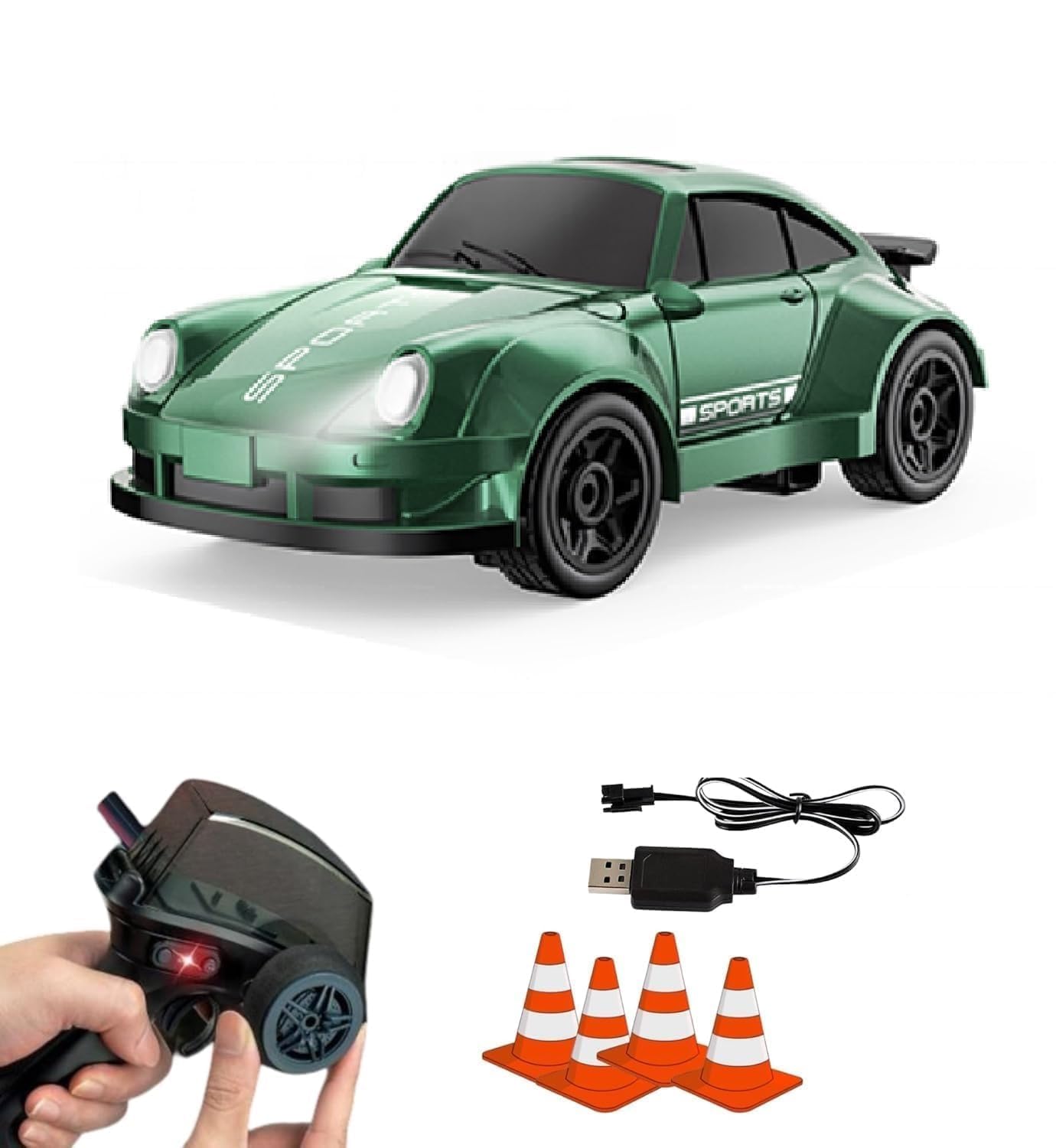 1/64 RC Drifting Racing Vehicle | 2.4GHz Remote Control Drift Car with LED Lights | Mini High-Speed Rechargeable Sports Toy for Kids, Boys & Girls (RC Super)-image-33