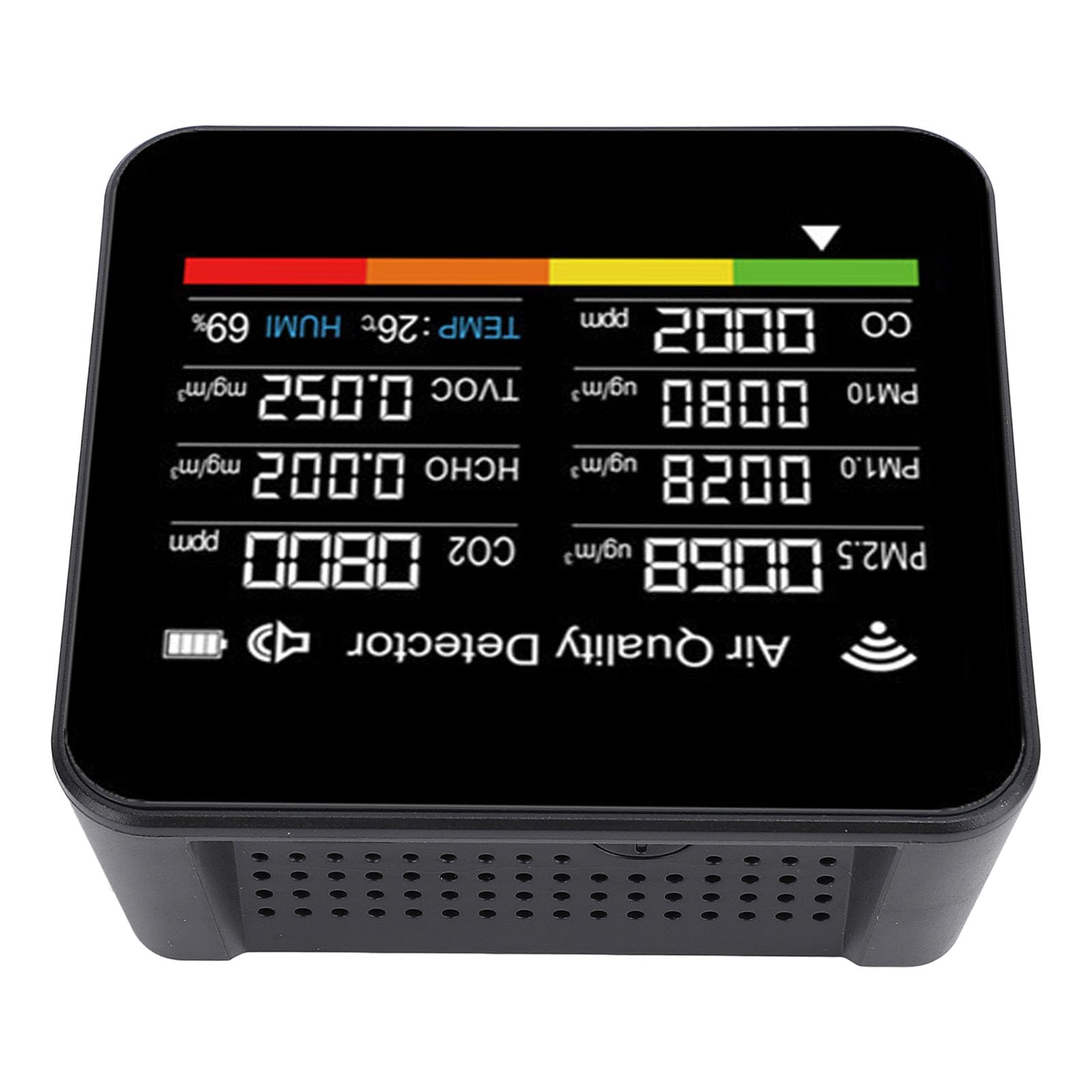 AMONIDA Misuratore di qualità Dell'aria WiFi Rilevatore di COV HCHO PM2.5 HCHO Intelligente 14 in 1 Accurato per Uso Domestico in Ufficio Schermo da 2,8"