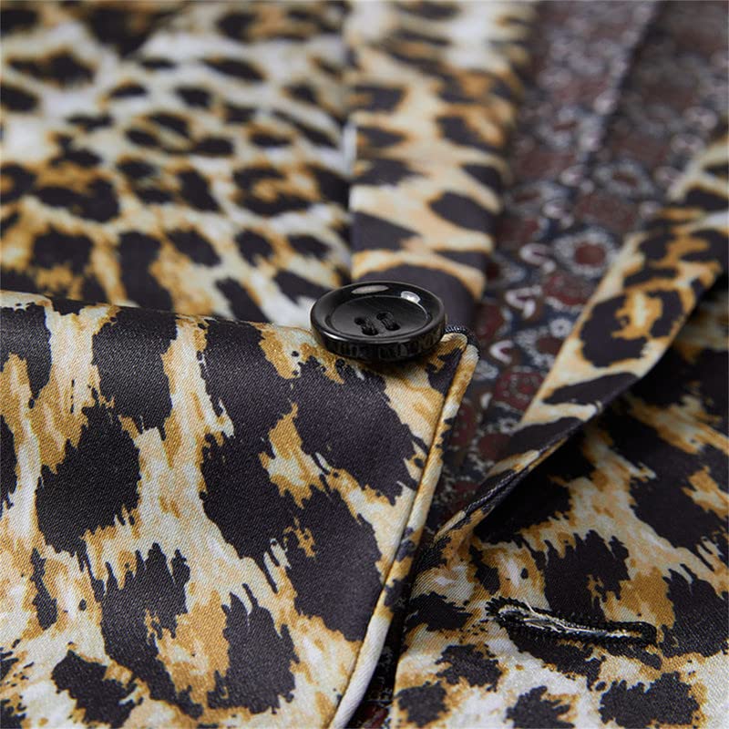 Image of Men's Blazers Leopard Print Notched Lapel Suits Slim Fit Sequins Tuxedo Stylish Sport Coats Jackets