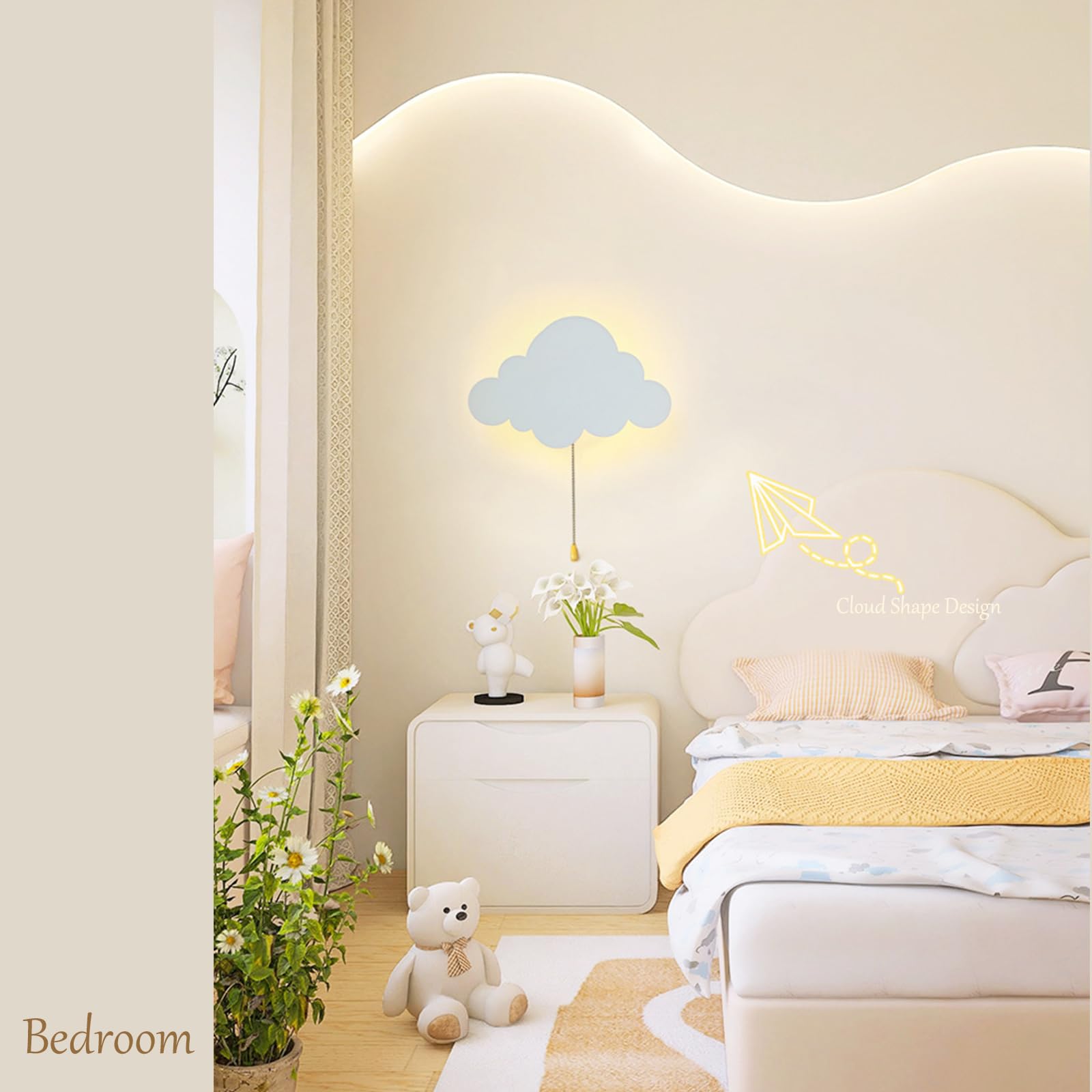 BAM wandlamp werkt op batterijen LED - Blauw - Kinderkamer