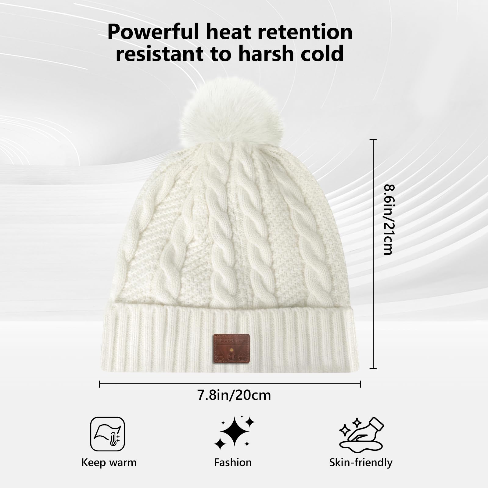 puersit Gorro Bluetooth 5.2 Hat Gifts, De Invierno Cálido y Suave con Música y Auriculares inalámbricos estéreo HD para al Aire, Regalo para Amigos y Familiares