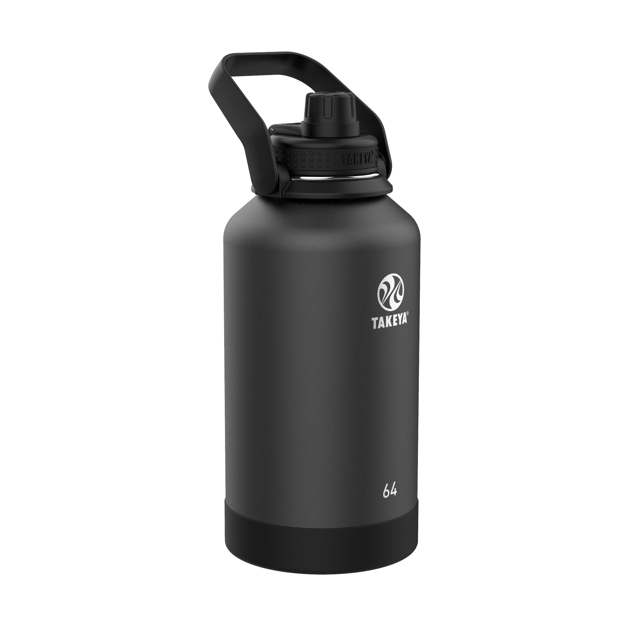 Takeya Actives 64 oz Vacuum Insulated Stainless Steel Water Bottle with Spout Lid, Premium Quality, Onyx