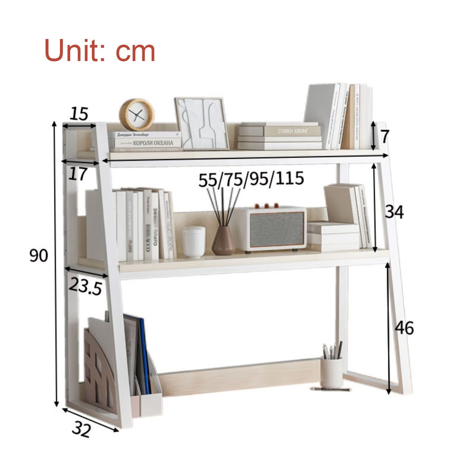 White 2-Tier Desktop Bookshelf & Office Organizer – Perfect For Kids, Desks, & Storage | 15.7x6.2x9.8 Inch