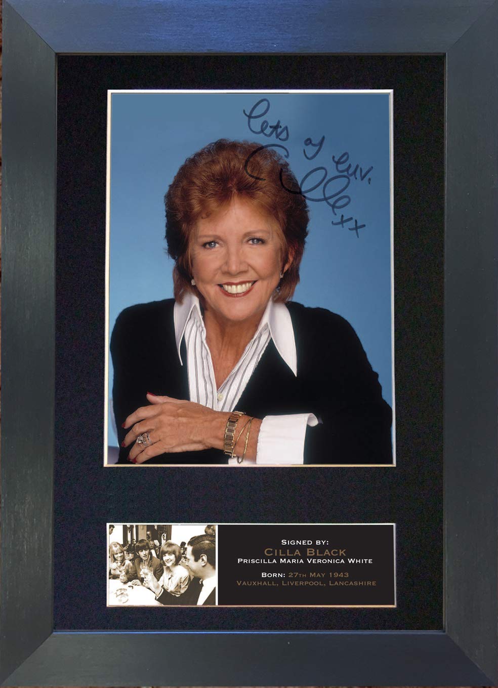 The Autograph Collector Gold,Black Cilla Black Signed Autograph Mounted Photo Reproduction Print A4 Very Rare (297 X 210Mm) #545 (Black Frame)