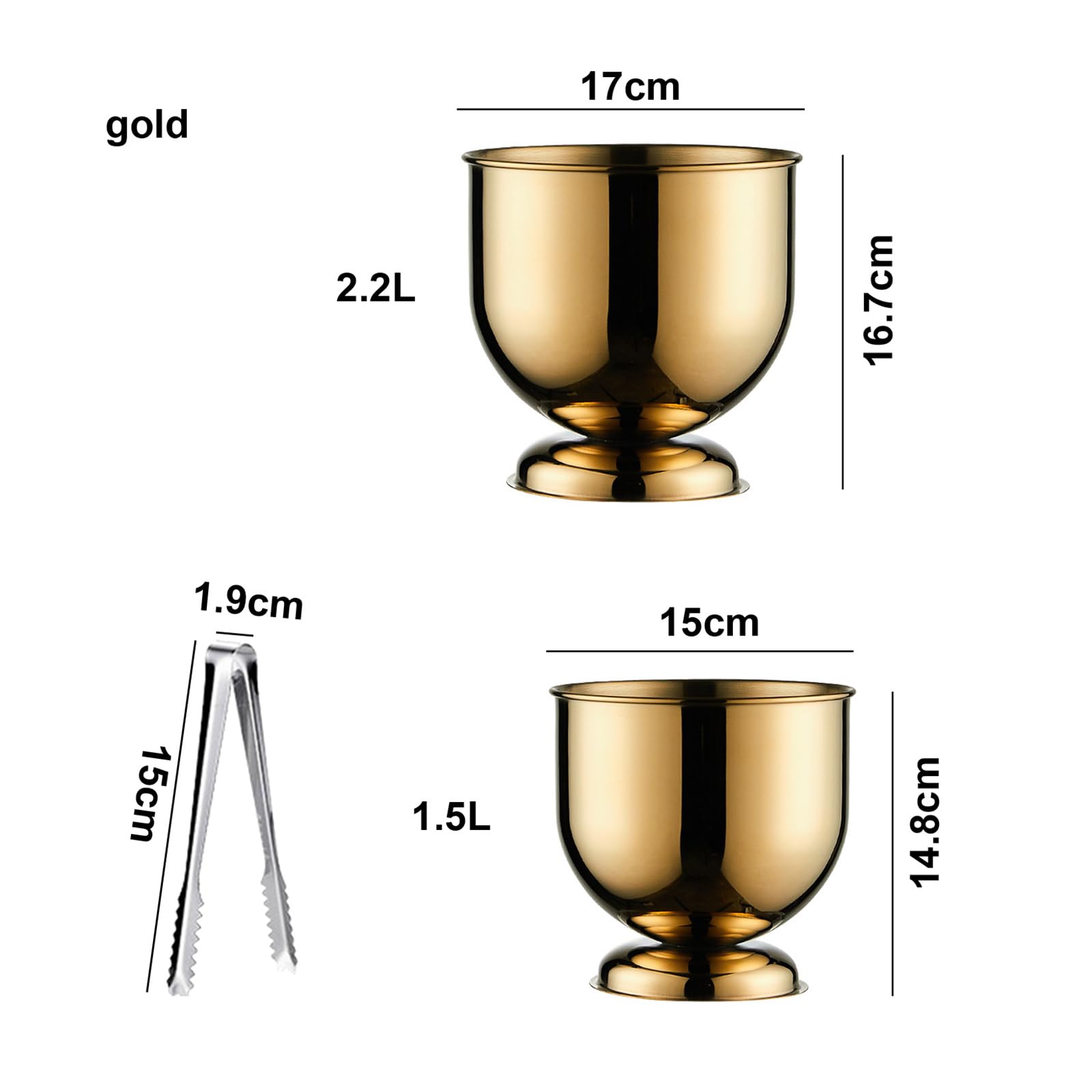 Cubos de Hielo para champán,Cubo de Hielo del Acero Inoxidable,Tina para Bebidas aislada y Cubo para Hielo,Enfriador de Bebidas para Fiestas,Rose Gold,2.2L