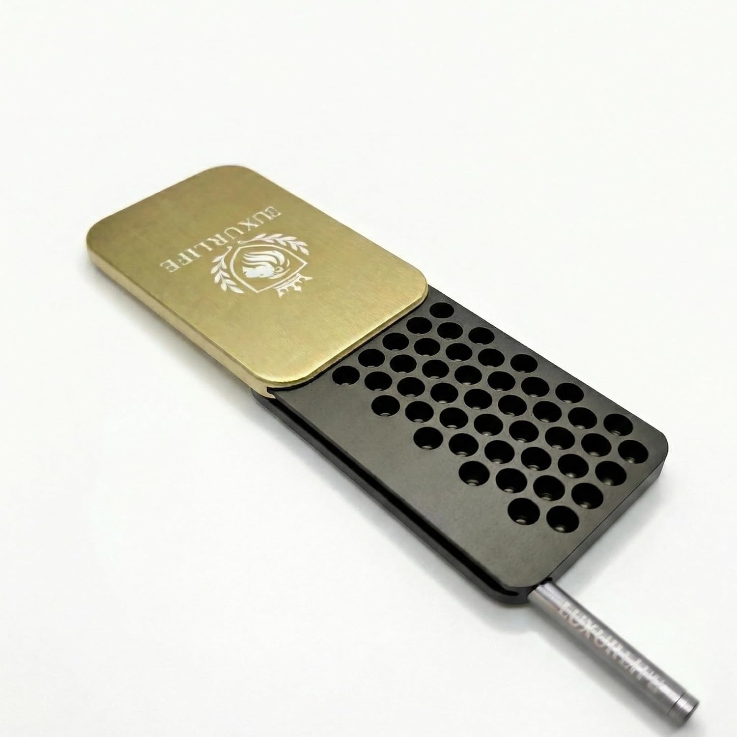 45 Aussparungen Aluminiumbox, Löwen-Kronen-Emblem, Geschenkverpackung passt in Handtaschen(Champagne Olive Duo)