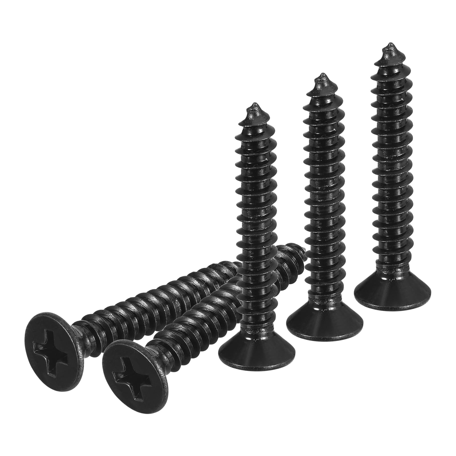 DTGN 100Pcs #10x1-1/4" Flat Head Wood Screws, 304 Stainless Steel Phillips Self Tapping Screws - Good for Woodworking Furniture - Black