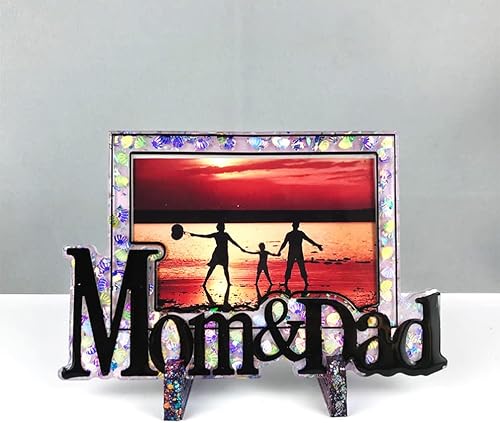 Miniatura 3 de Didiseaon 1 juego de marcos de fotos para el día de la madre, moldes de resina de silicona, molde de silicona para mamá, papá, molde de marco de