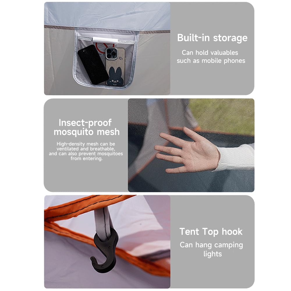 Zelt 4-6 Personen, Camping Zelt mit 2 Schlafzimmer und 1 Wohnzimmer, 310x210x180CM Familienzelt, Glamping Tent with Removable Tent Floor, für Camping, Reisen
