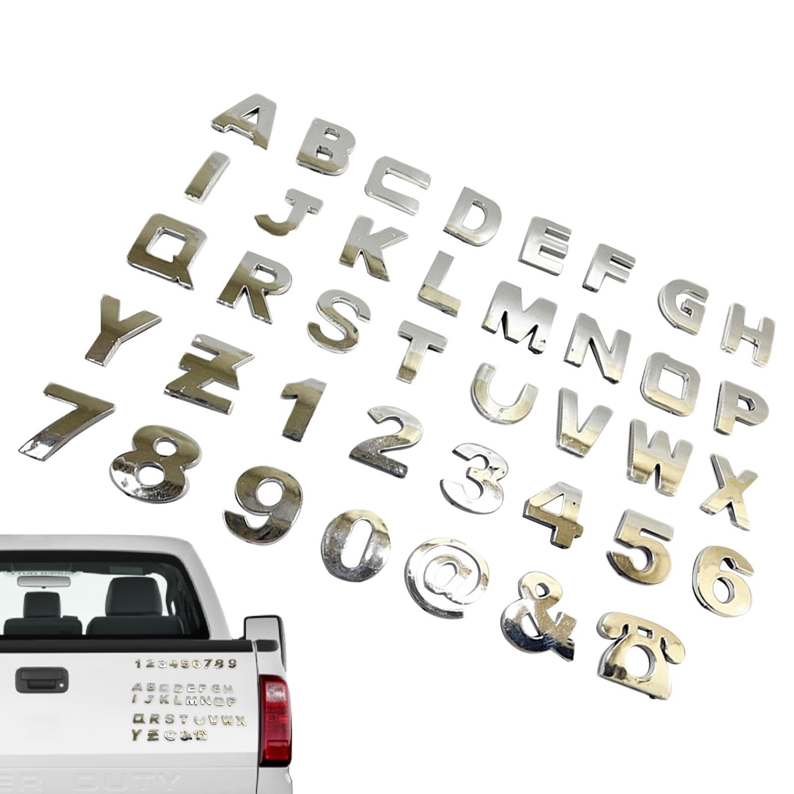 Chrome auto embleem sticker - 26 stuks briefstickers, alfabet letter nummer symbool badge sticker | Auto's Logo Auto-accessoires Motorsticker, Auto-embleem Sticker Alfabet Letter Nummersymbool
