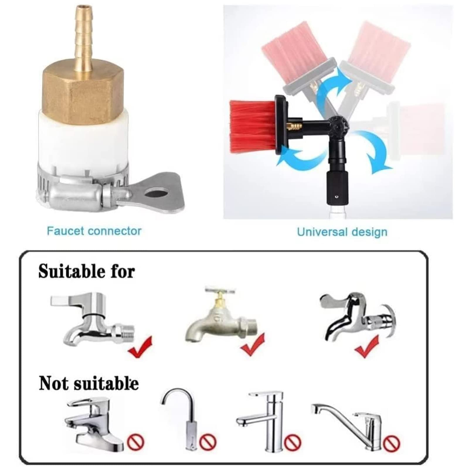 Kit per la Pulizia delle finestre - Sistema con Asta da 6 m alimentata ad Acqua con Testina a Spazzola da 50 cm per la Pulizia di vetri Esterni e Pannelli solari. Strumento di Lava