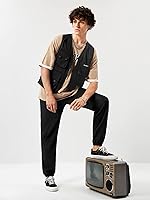 Vista 5 de Verdusa Chaleco tipo cargo steampunk sin mangas con hebilla con cremallera y bolsillo con solapa para hombre