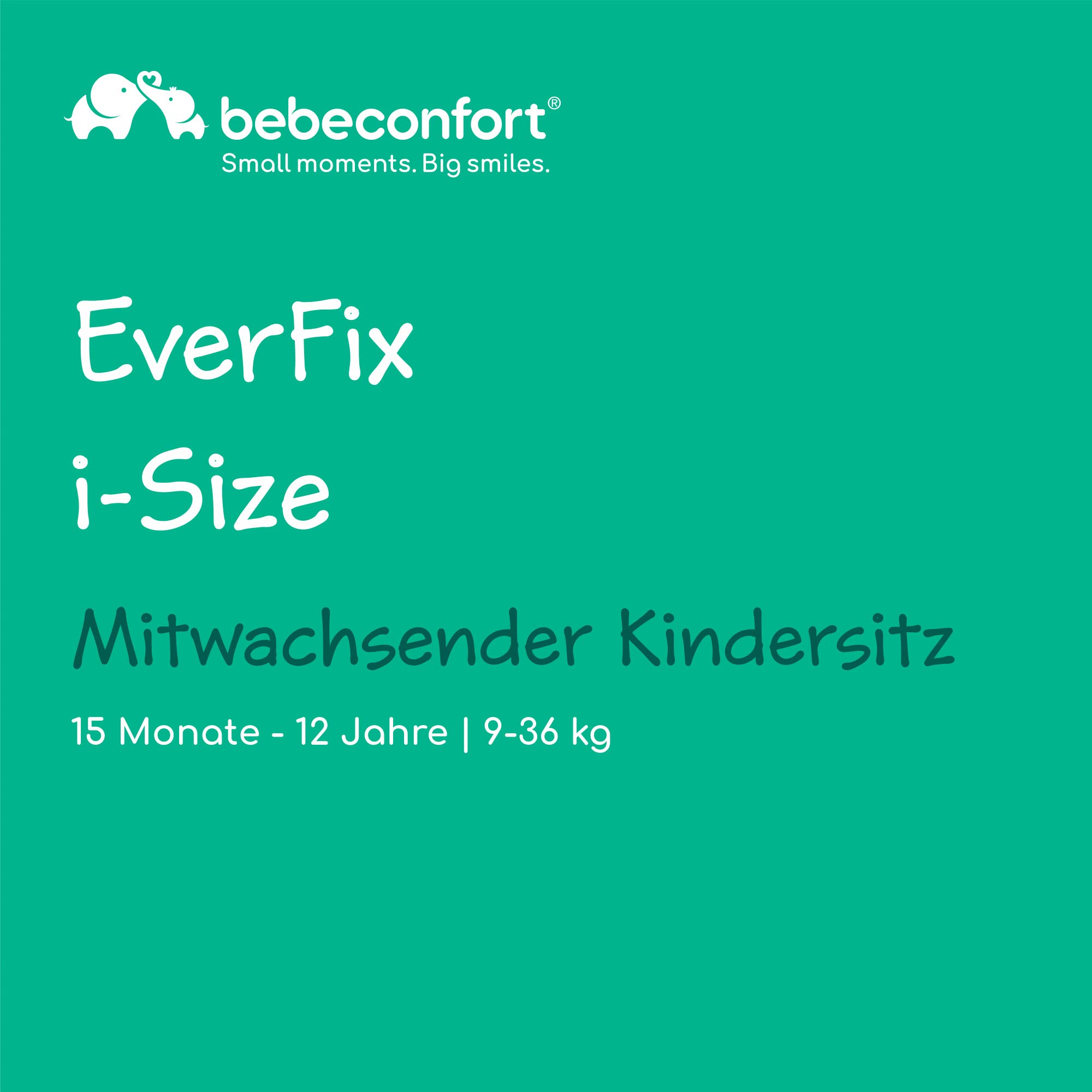 Bebeconfort EverFix i-Size Kindersitz, Vorwärtsgerichteter Kindersitz, ISOFIX-Kindersitz, von 15 Monaten bis zu 12 Jahren, 9-36 kg, 76-150 cm, Black Mist
