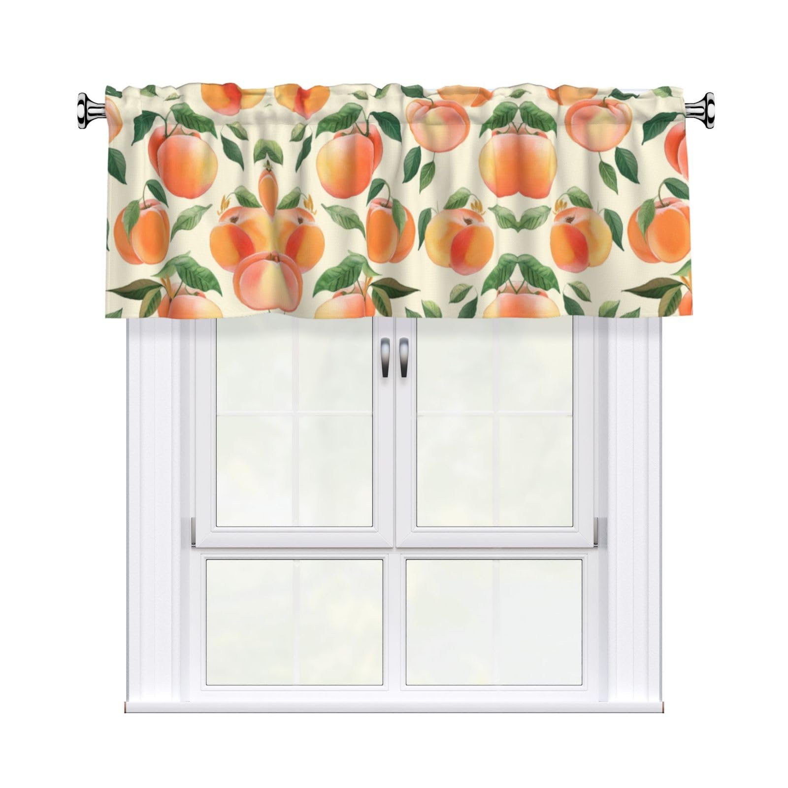 BTCOWZRV Peach Curtain Valance for Windows,Kitchen Window Curtains Blackout Drapes Window Treatments Decorative Rod Pocket Short Curtain for Living Room Bedroom,54" W x 18" L