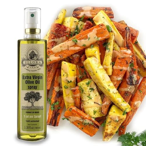 Ellora Farms, Extra Virgin Olive Oil, Clog Free Glass Spray Bottle, One Calorie Per Spray, Salads, Eggs, Veggies, Global Award Winning Brand, Product Of Crete, Greece, 3.38 Oz. Each (100 Ml) Bottle, Pack Of 2 #TOP2