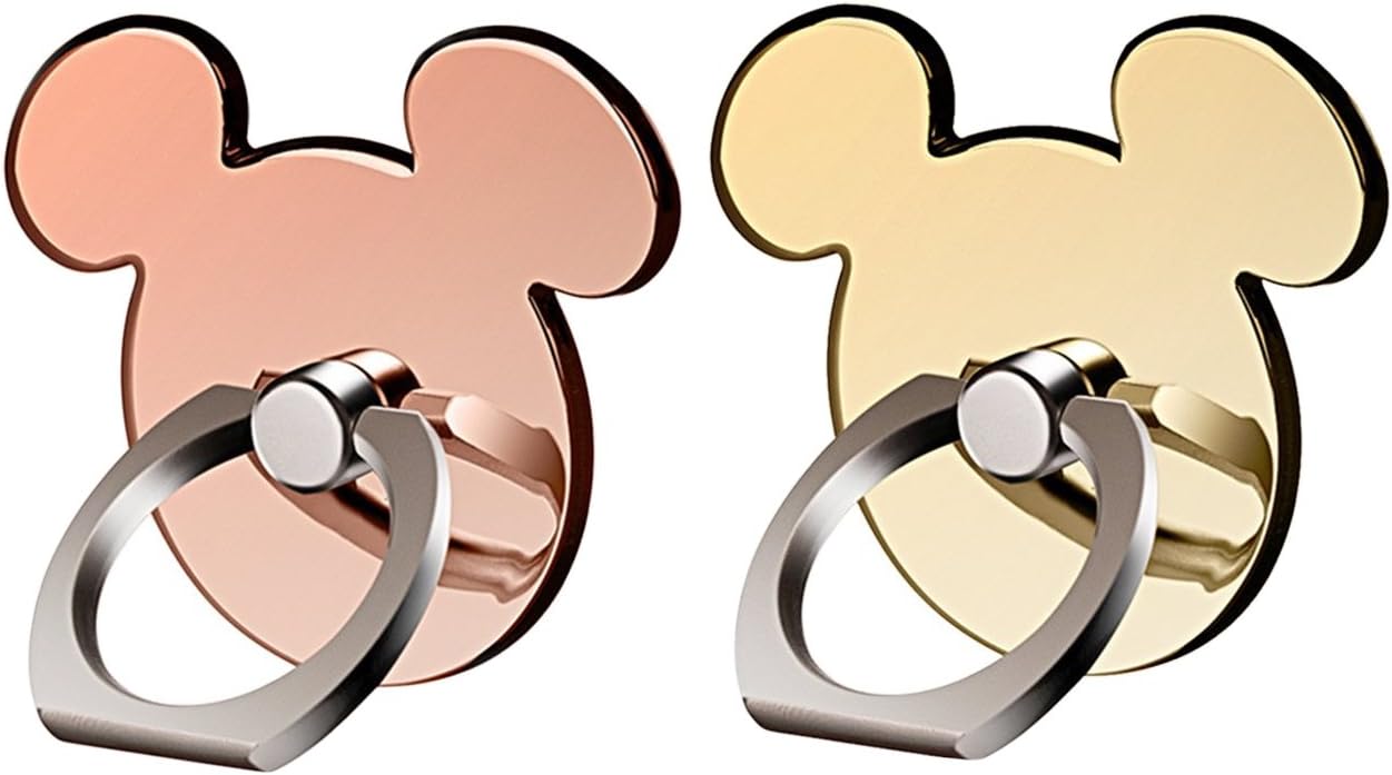 [2 Pack] Cartoon Phone Ring Stand Holder (Gold&Rosegold) 360 Rotation Cell Phone Grip for Apple iPhone X/8 7 Plus 6 6S 5 5S Samsung Galaxy Note, Tablet and Ipad pipigo