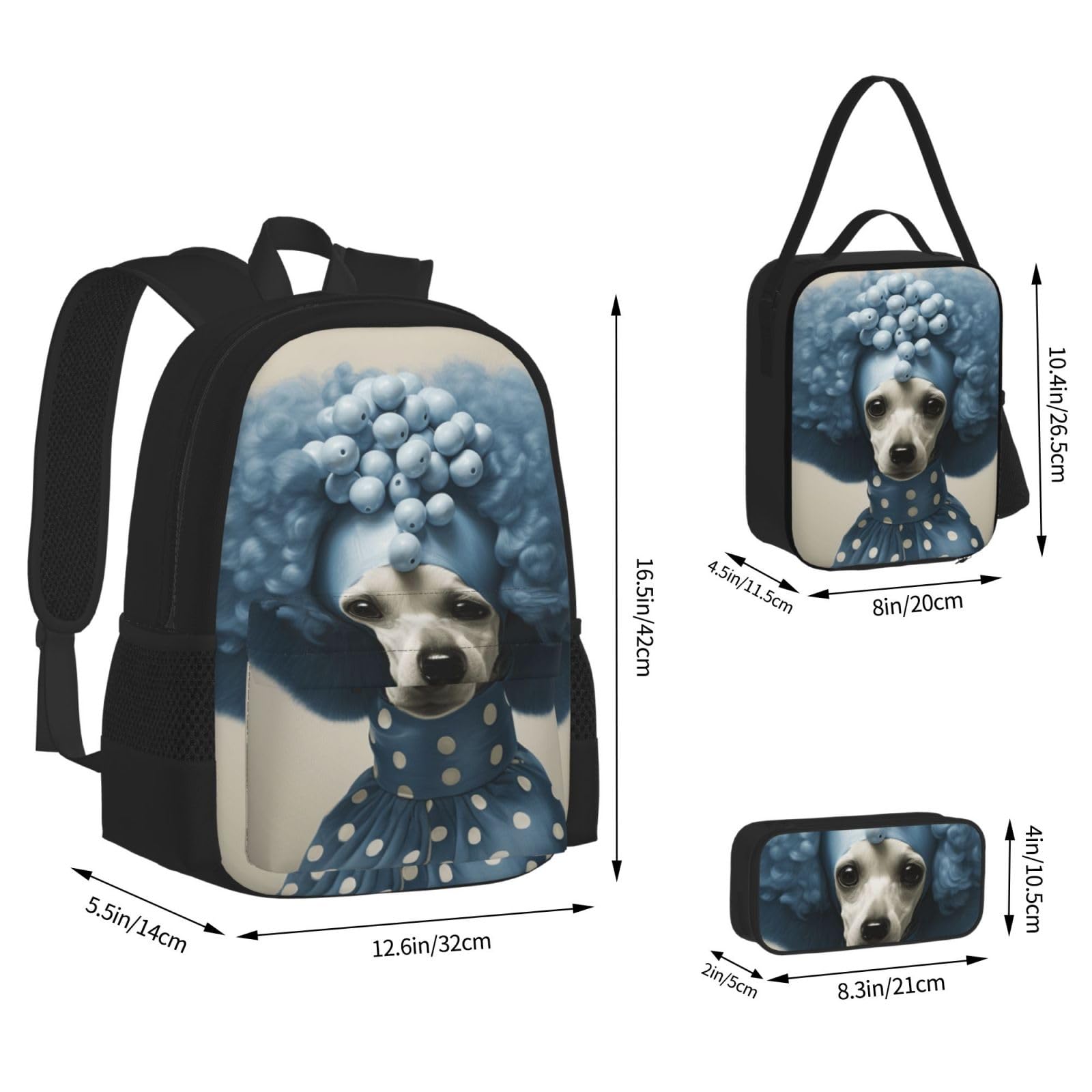 Zaino, borsa portapranzo, astuccio, set da 3 pezzi, per lavoro e