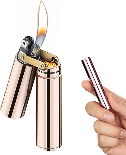 YODOOLTLY Encendedor de antorcha vintage 2 en 1 de queroseno y recargable por USB, mini cilíndrico Nunchuck resistente al viento, herramienta de